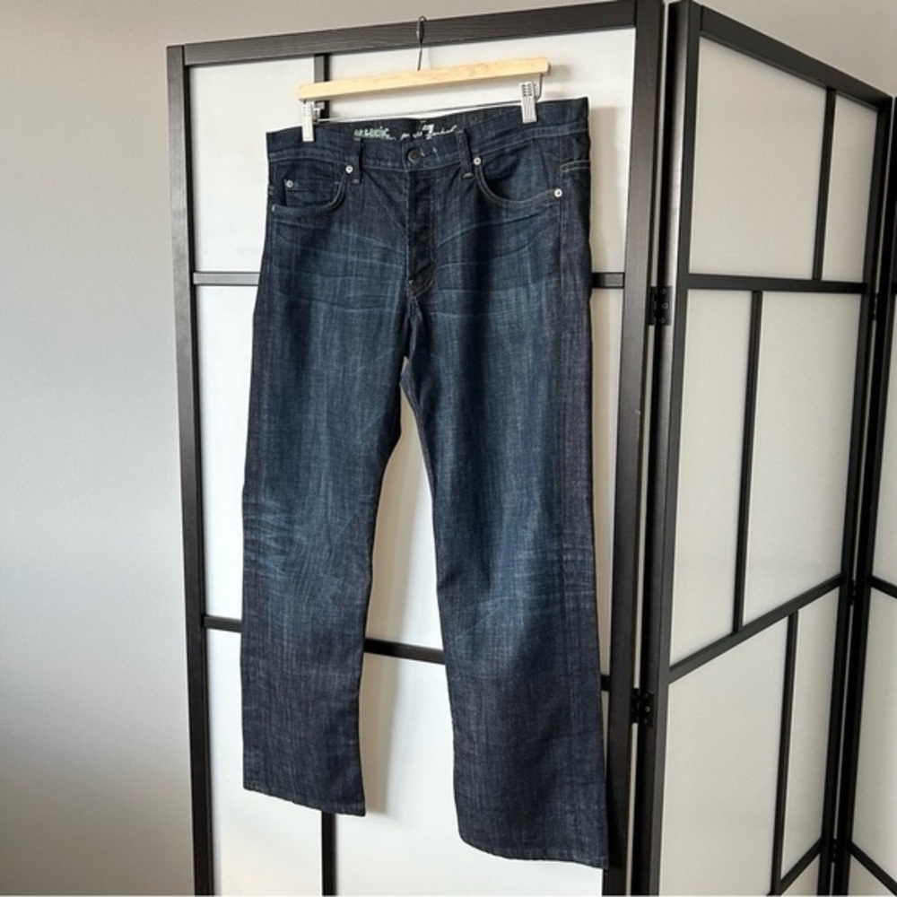 7 for all Mankind Mens Slouchy Organic Cotton Dark Blue Wash Denim Jeans